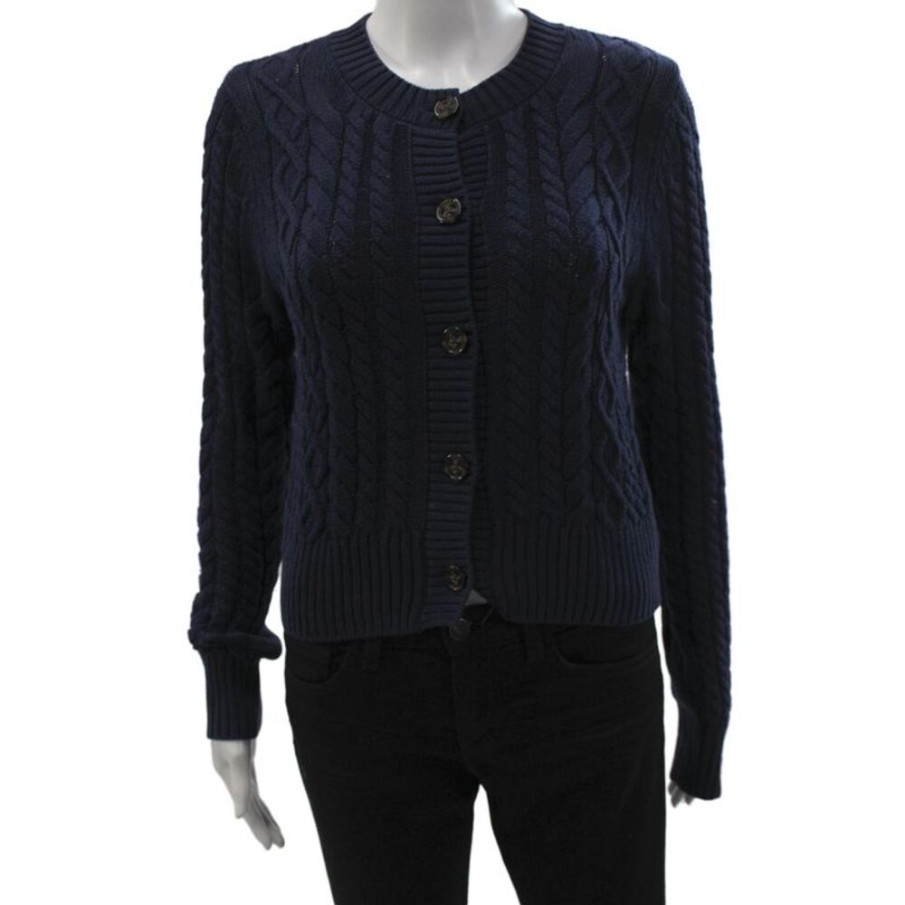 Reformation Unisex Dark Blue Nautical Wool Cashmere Cardigan Button Size XS